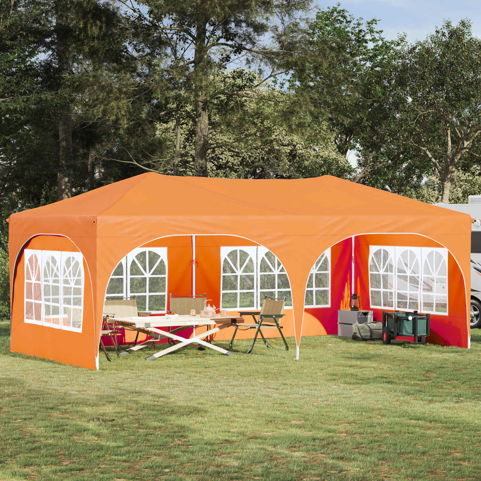 vidaXL Namiot imprezowy rozkładany 575 x 288 x 245 cm pomarańczowy