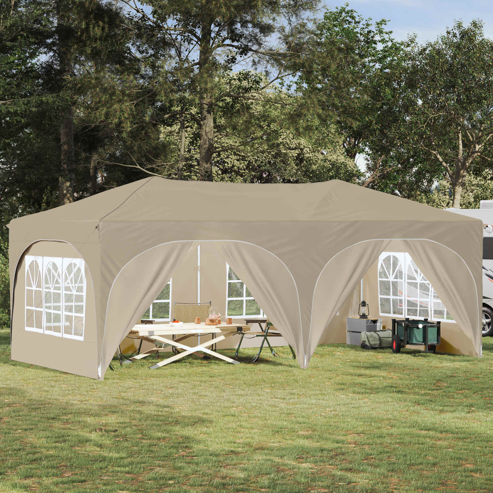 vidaXL Namiot imprezowy rozkładany 575 x 288 x 245 cm kremowy