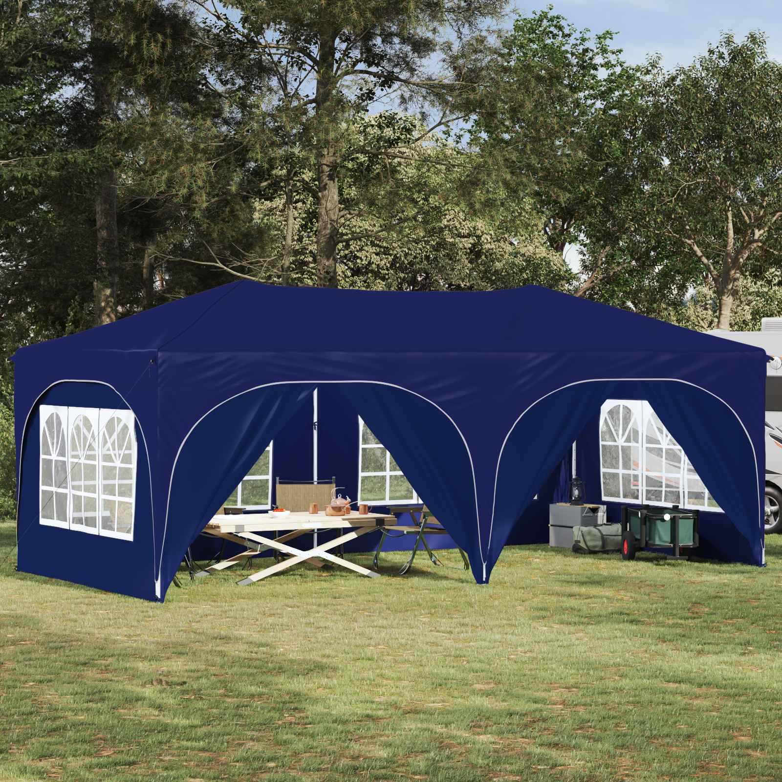 vidaXL Namiot imprezowy rozkładany 575 x 288 x 245 cm niebieski
