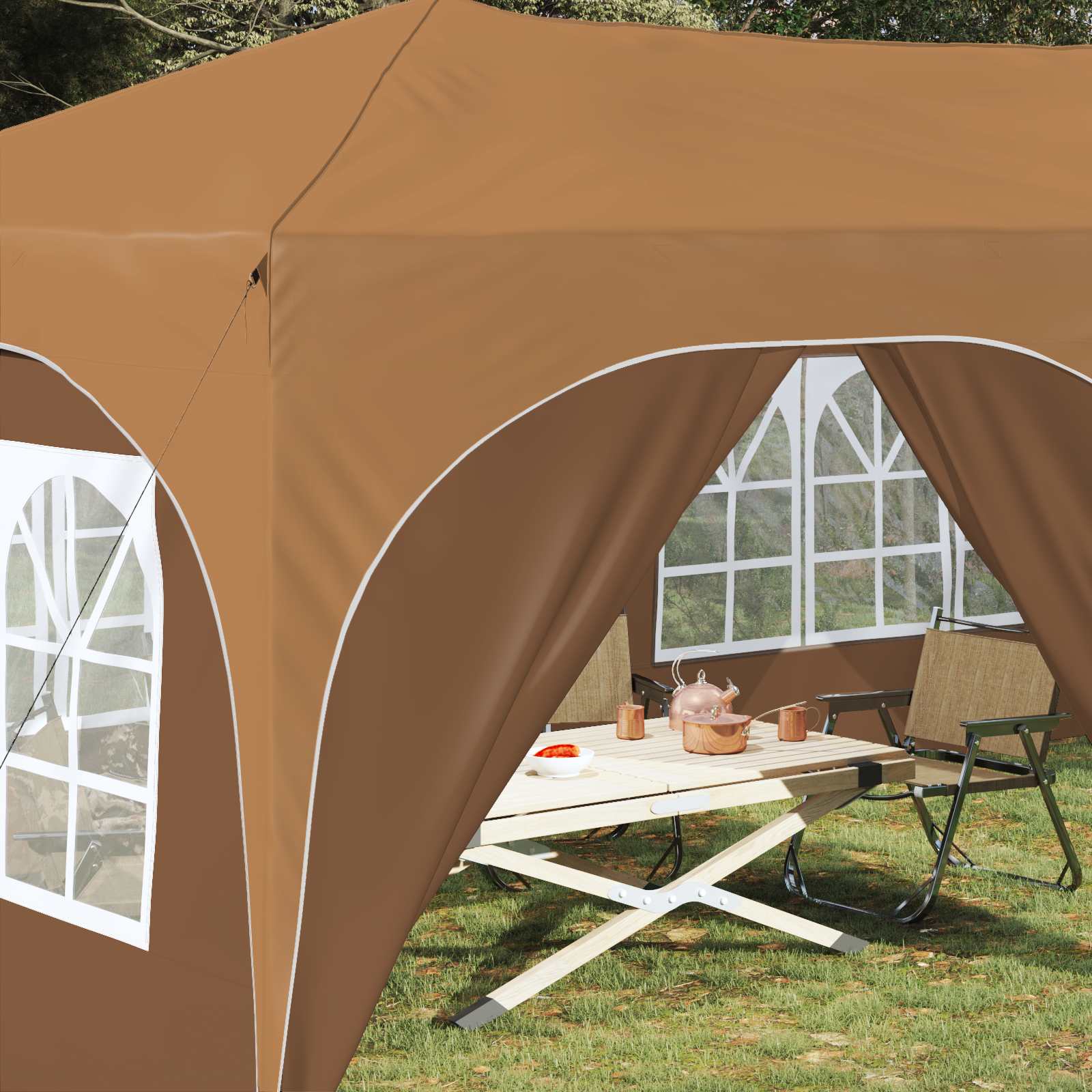 vidaXL Namiot imprezowy rozkładany 575 x 288 x 245 cm Beżowy