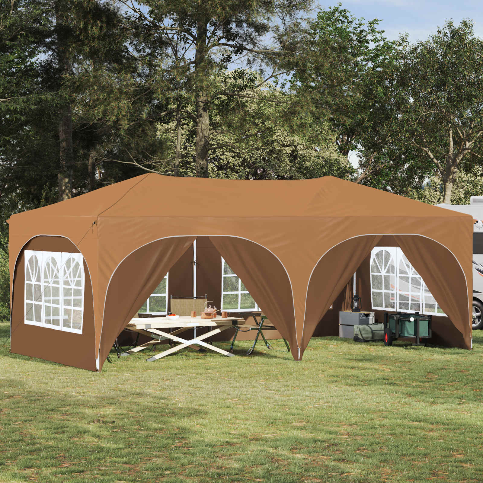 vidaXL Namiot imprezowy rozkładany 575 x 288 x 245 cm Beżowy