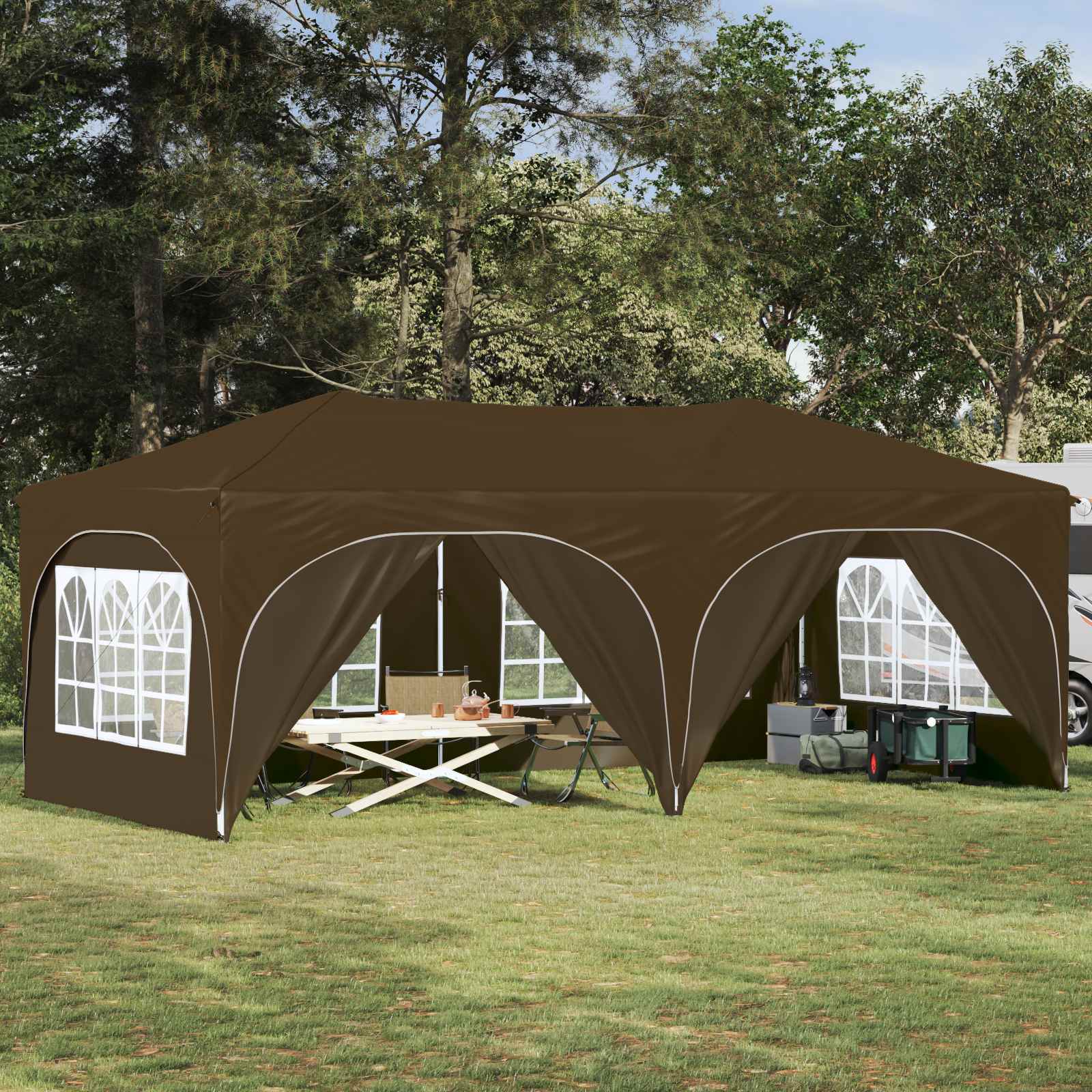 vidaXL Namiot imprezowy rozkładany 575 x 288 x 245 cm Ciemnoszary