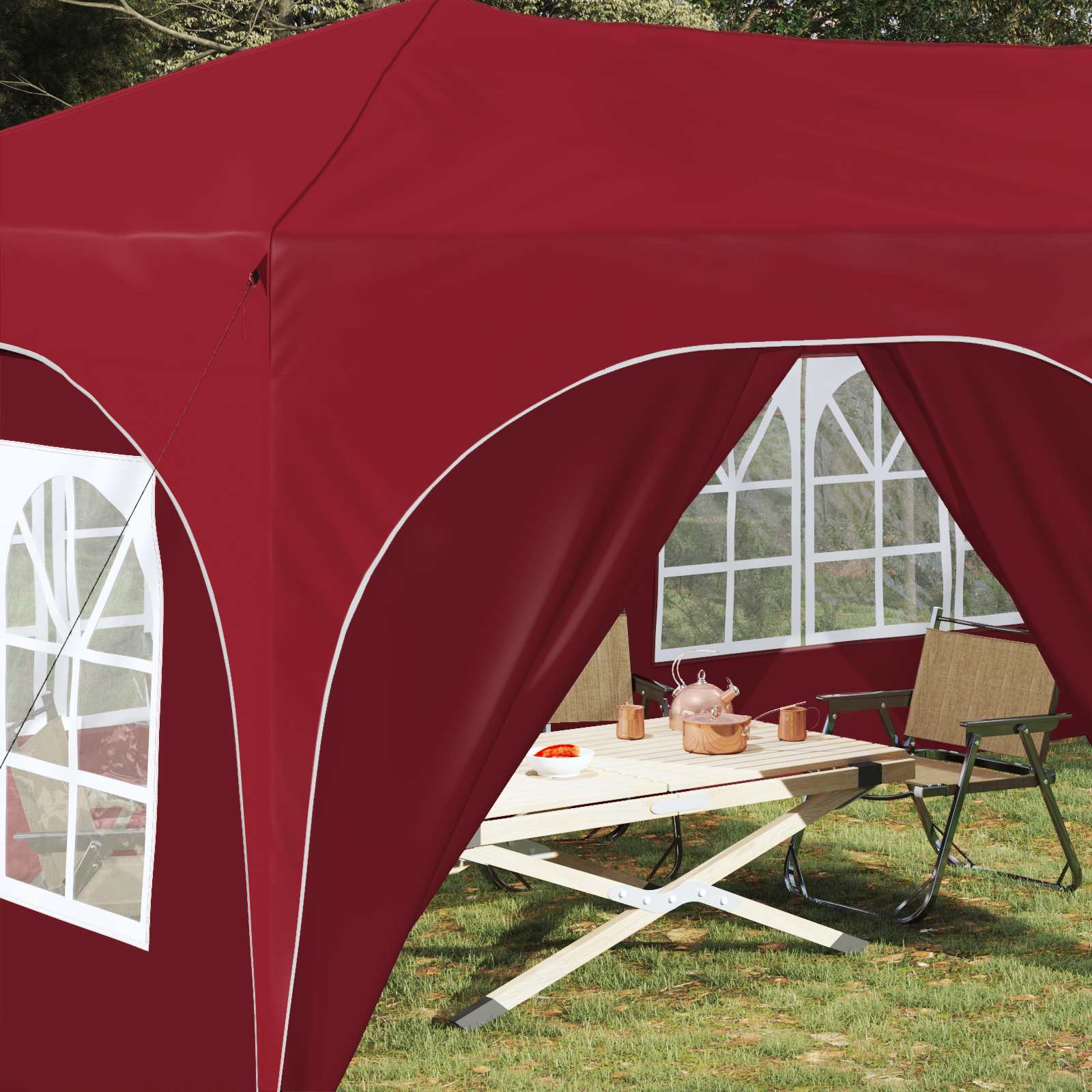 vidaXL Namiot imprezowy rozkładany 575 x 288 x 245 cm bordowy