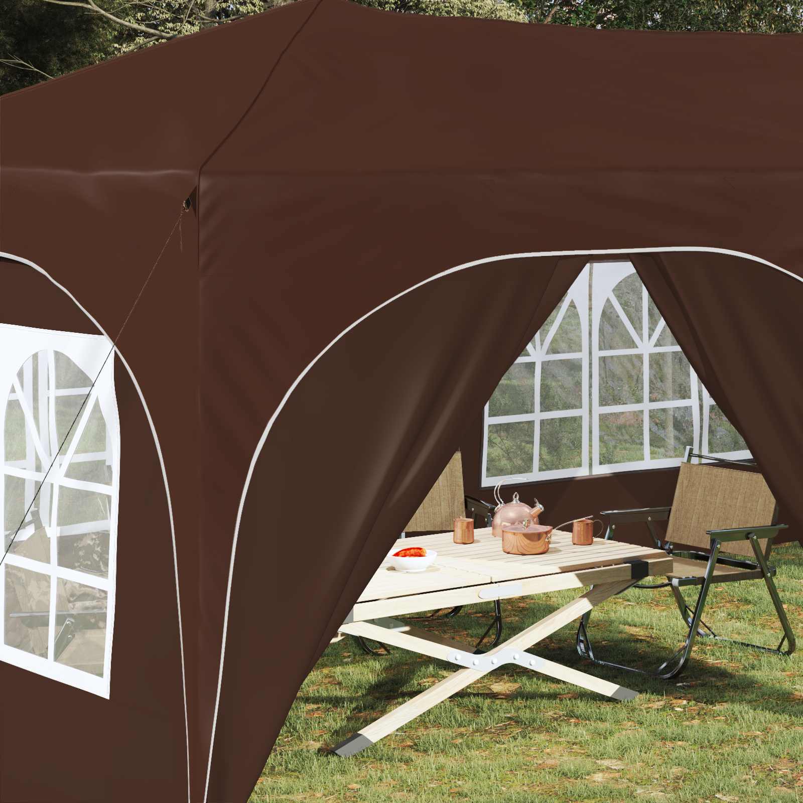 vidaXL Namiot imprezowy rozkładany 575 x 288 x 245 cm brązowy