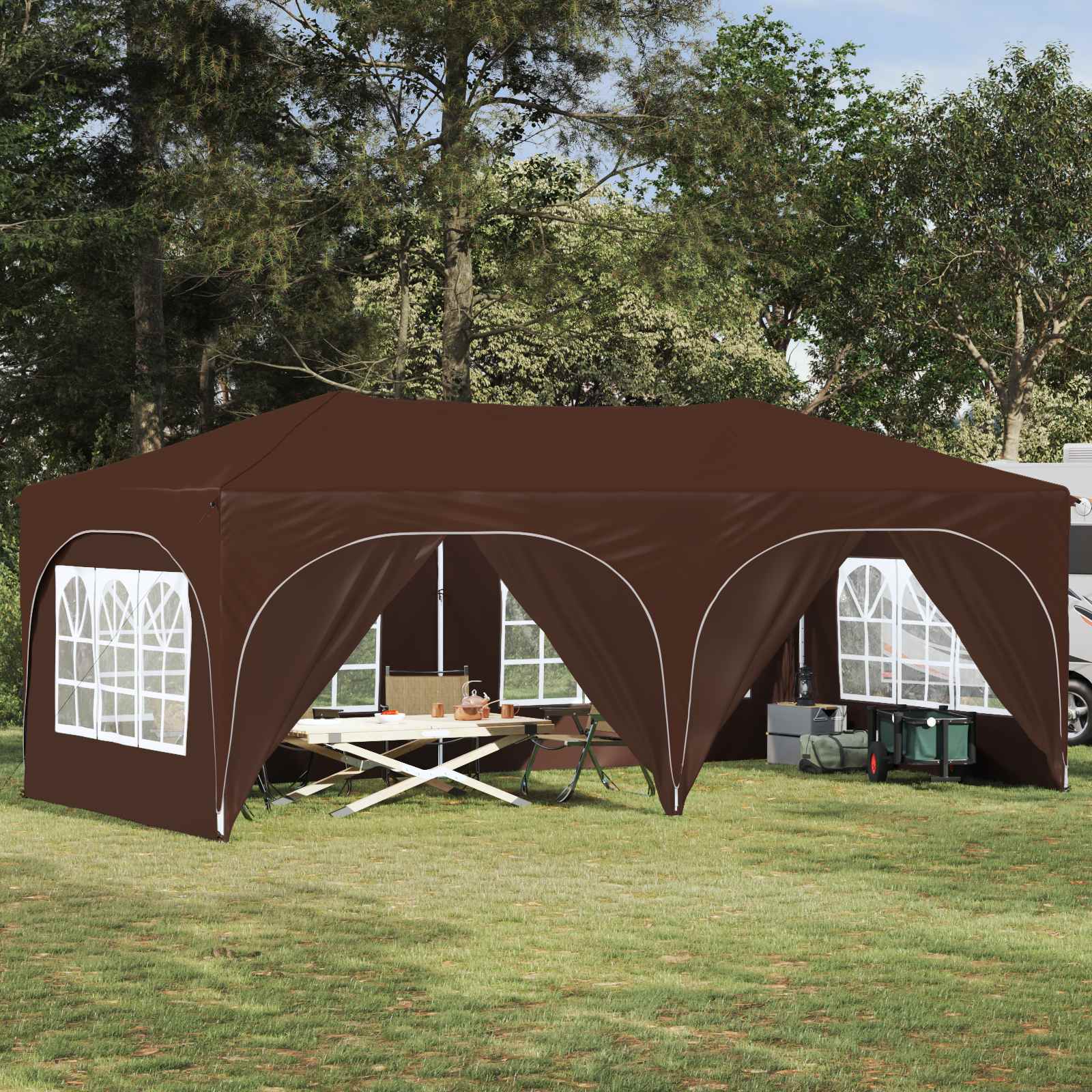 vidaXL Namiot imprezowy rozkładany 575 x 288 x 245 cm brązowy