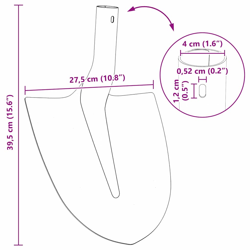 vidaXL Głowica łopaty Czerwony 39,5 x 27,5 cm Stal malowana proszkowo