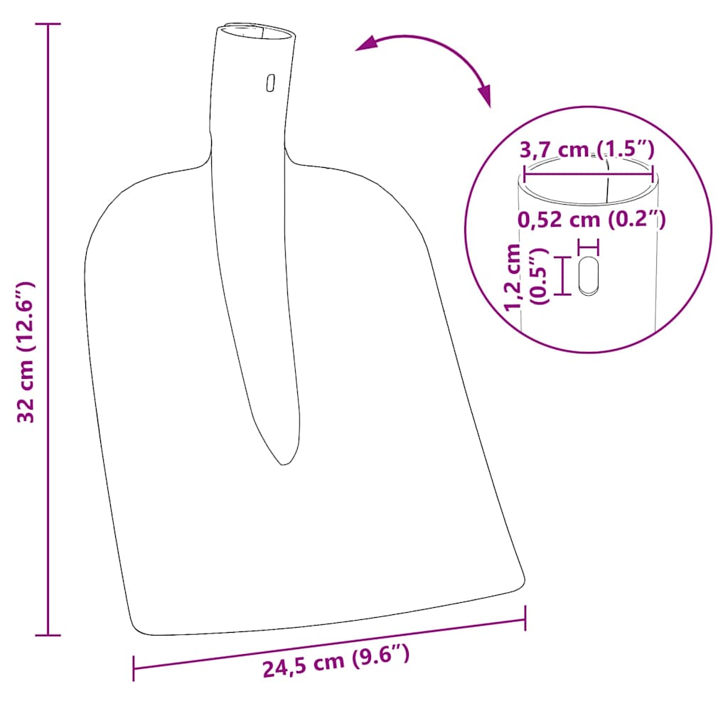 vidaXL Głowica łopaty Czerwony 32 x 24,5 cm Stal malowana proszkowo