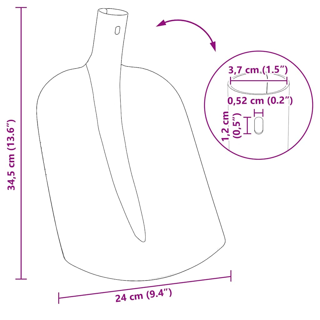 vidaXL Głowica łopaty Czarny 34,5 x 24 cm Stal malowana proszkowo