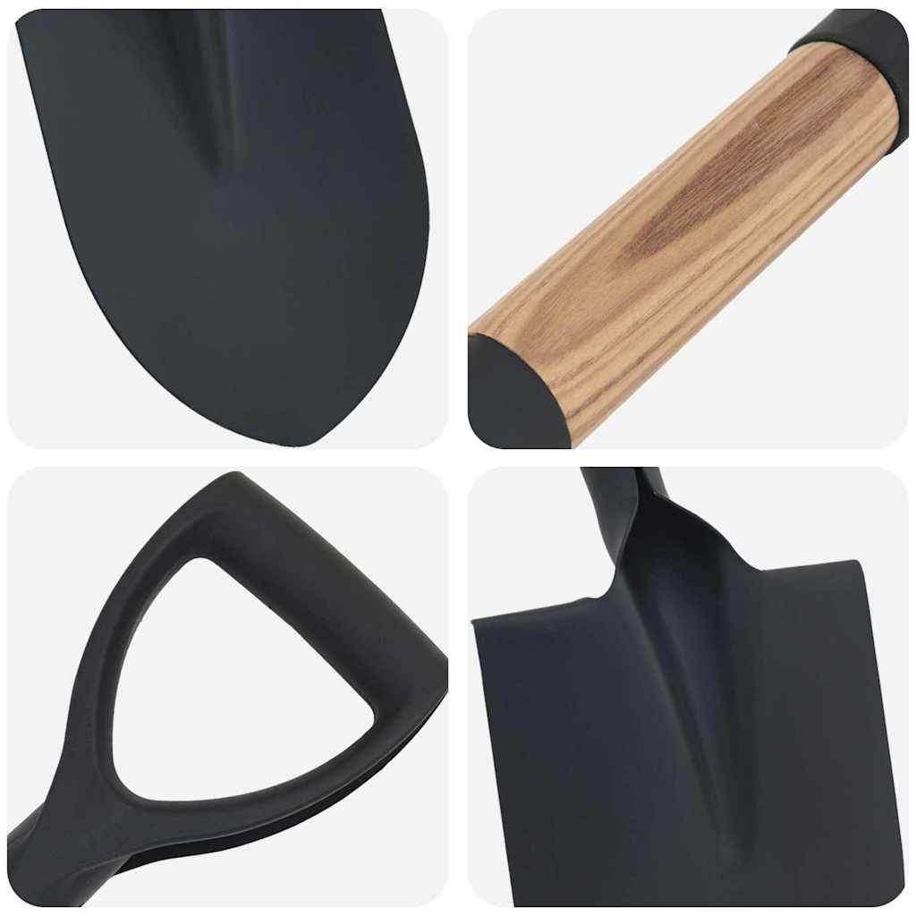 vidaXL Łopata Czarny 68,5 cm Stal Powlekana i Lite Drewno