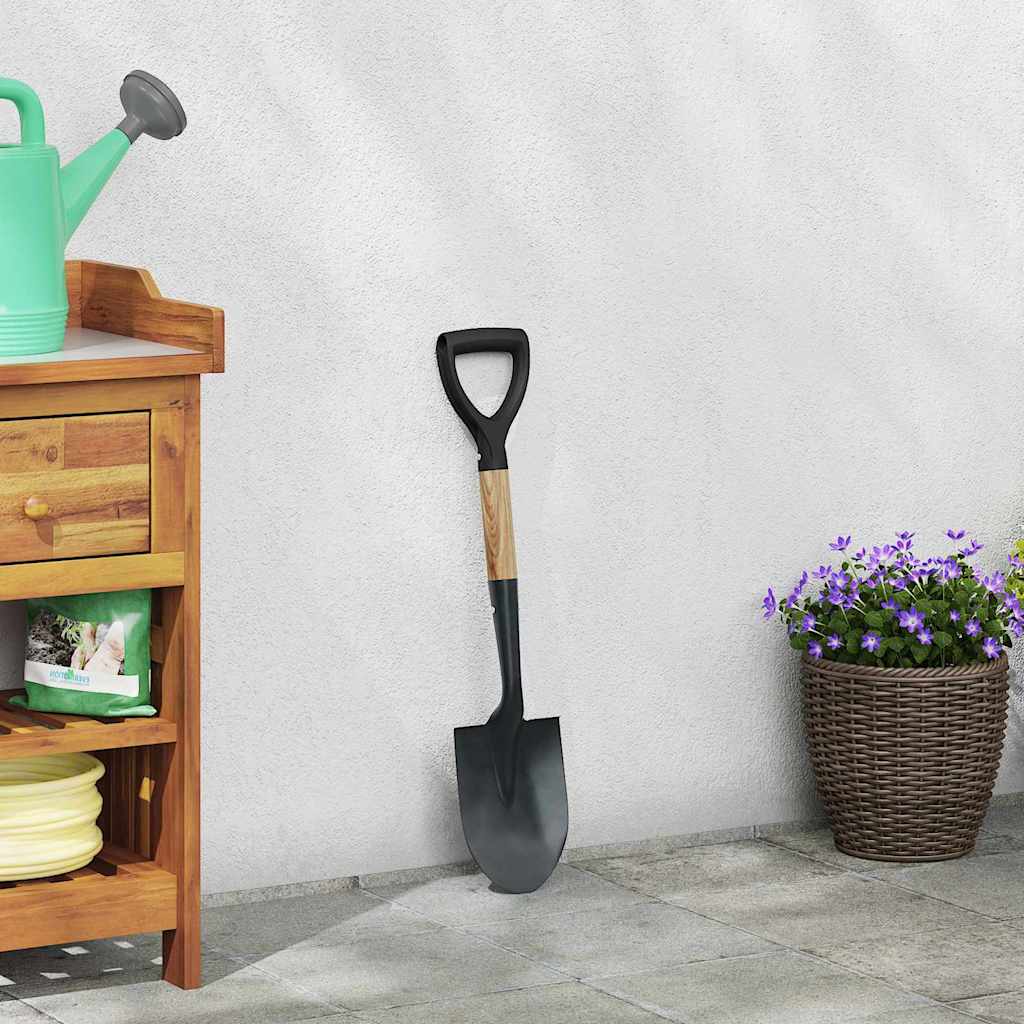 vidaXL Łopata Czarny 68,5 cm Stal Powlekana i Lite Drewno
