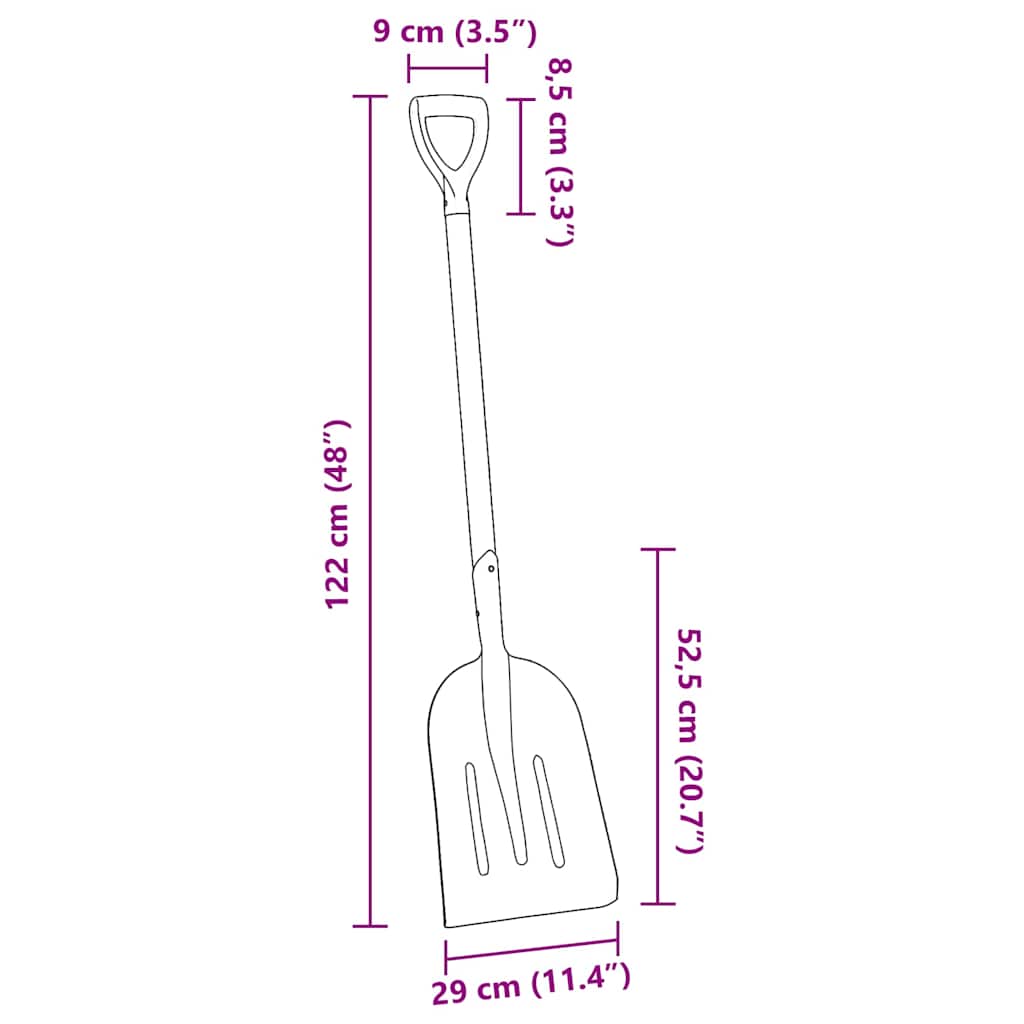 vidaXL Łopata Srebrny 29 x 122 cm Aluminium