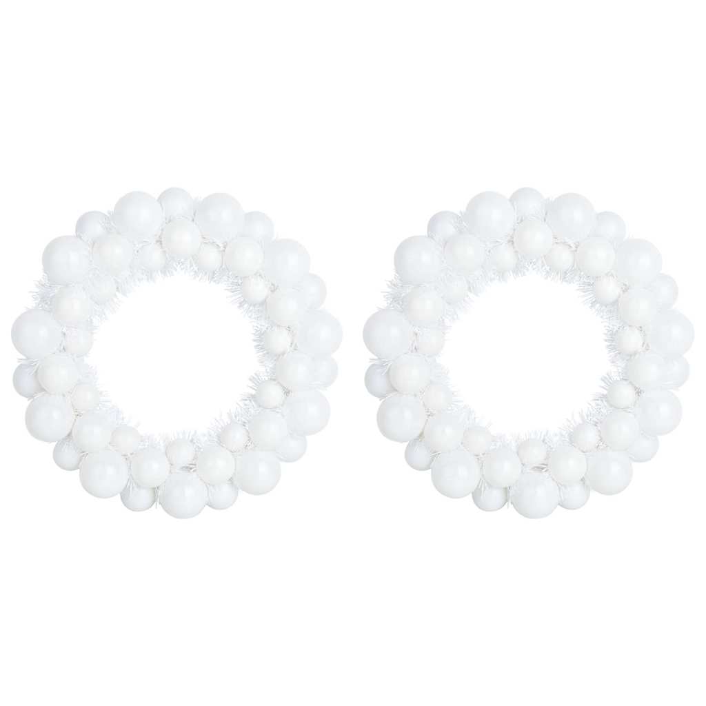 vidaXL Wieniec Bożonarodzeniowy z Bombkami 2 pcs Biały 33 x 33 x 7 cm