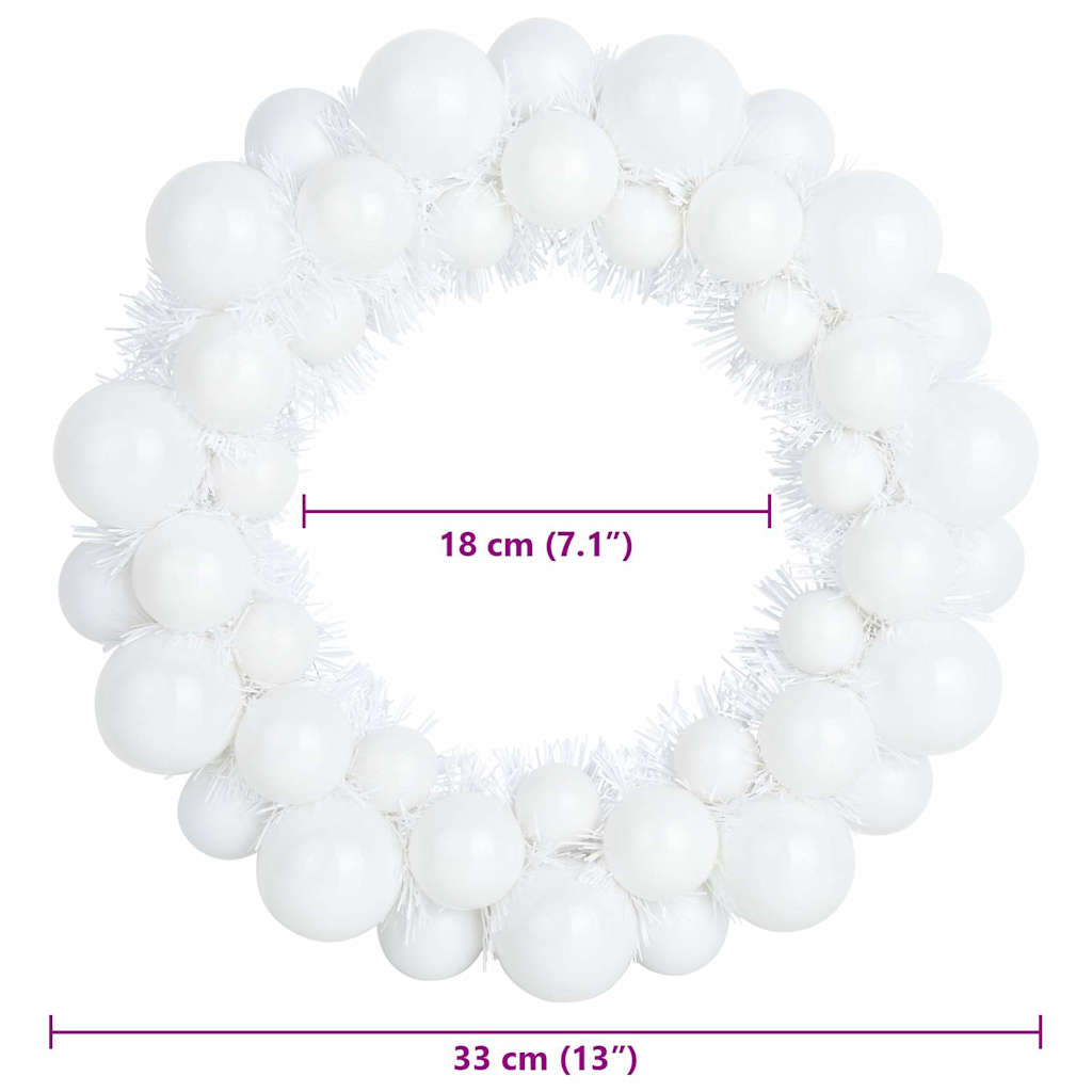 vidaXL Wieniec Bożonarodzeniowy z Bombkami 2 pcs Biały 33 x 33 x 7 cm