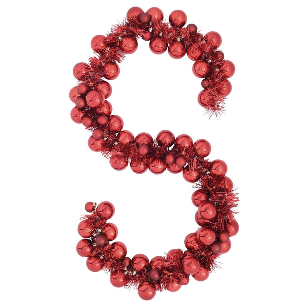 vidaXL Girlanda z bombek świątecznych Czerwony 186 cm polistyren