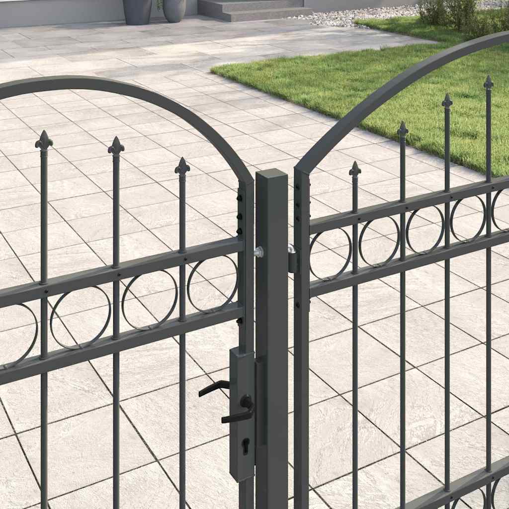 vidaXL Brama ogrodowa z łukowym szczytem Assen Szary 4 x 1,25 m Stal