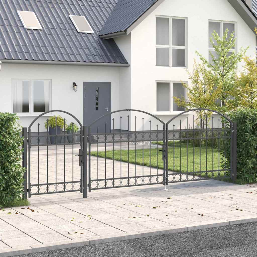 vidaXL Brama ogrodowa z łukowym szczytem Assen Szary 4 x 1,25 m Stal