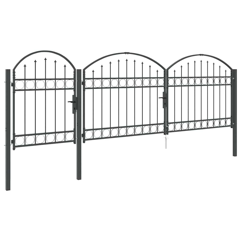 vidaXL Brama ogrodowa z łukowym szczytem Assen Szary 4 x 1,25 m Stal