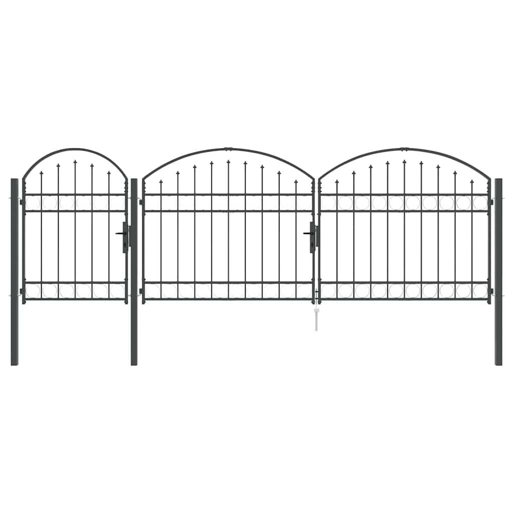 vidaXL Brama ogrodowa z łukowym szczytem Assen Szary 4 x 1,25 m Stal