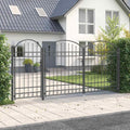 vidaXL Brama ogrodowa z łukowym szczytem Assen Szary 400 x 125 cm Stal