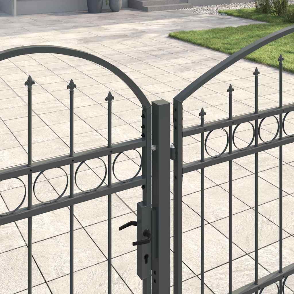 vidaXL Brama ogrodowa z łukowym szczytem Assen Szary 500 x 75 cm Stal