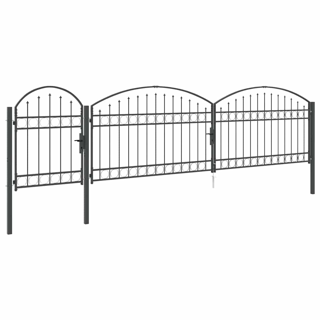 vidaXL Brama ogrodowa z łukowym szczytem Assen Szary 500 x 75 cm Stal