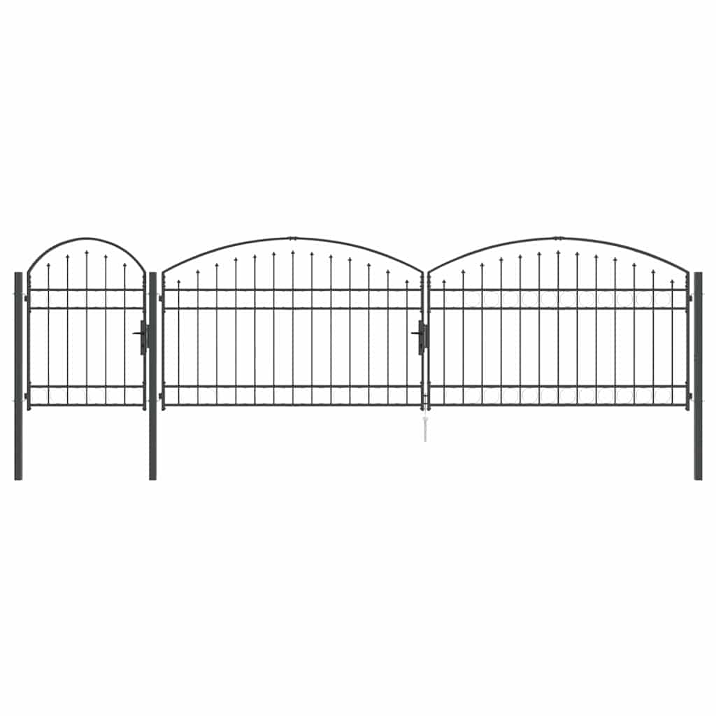 vidaXL Brama ogrodowa z łukowym szczytem Assen Szary 500 x 75 cm Stal