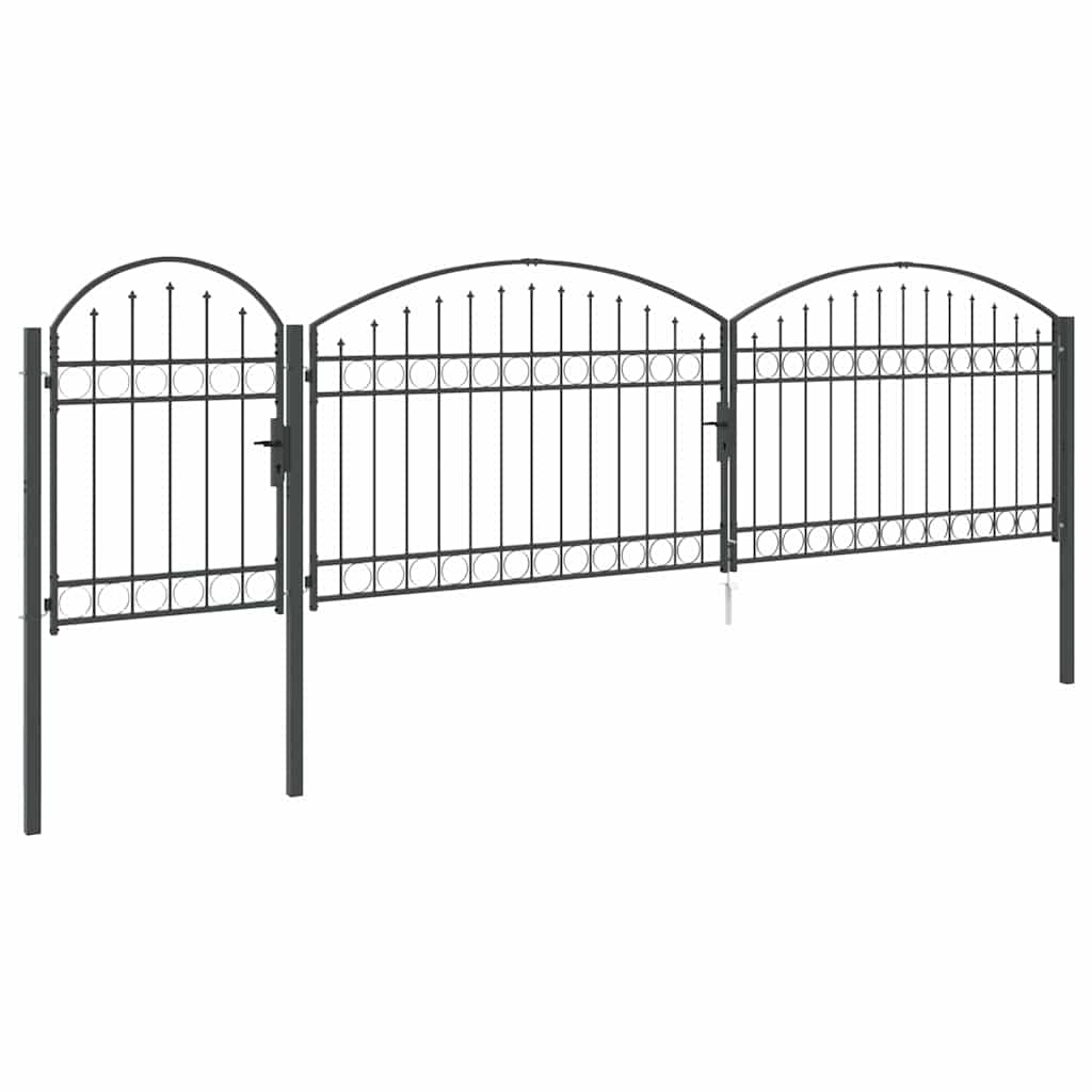 vidaXL Brama ogrodowa z łukowym szczytem Assen Szary 500 x 100 cm Stal