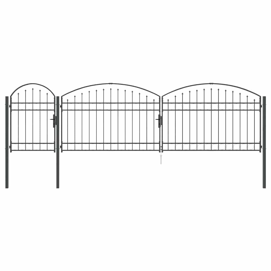 vidaXL Brama ogrodowa z łukowym szczytem Assen Szary 500 x 100 cm Stal