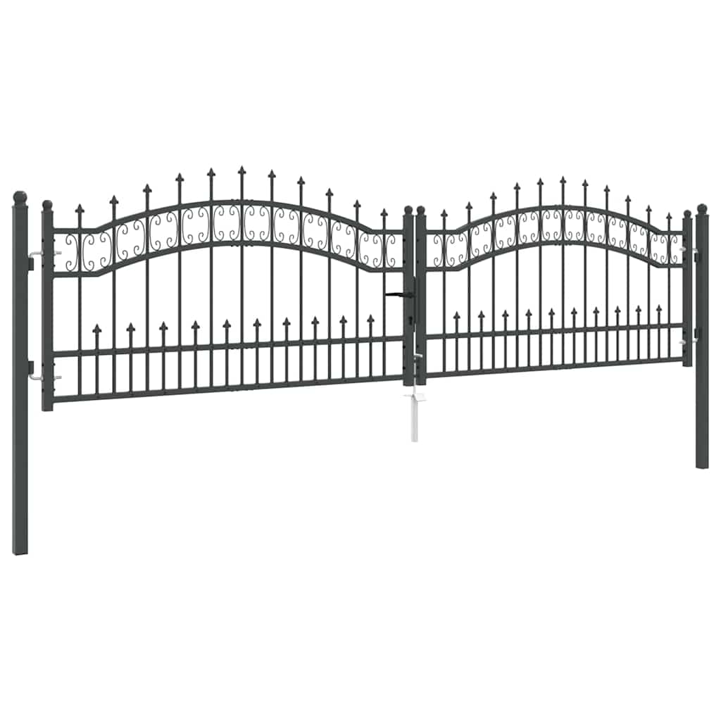 vidaXL Bramka ogrodzeniowa z ostrym szczytem KAMPEN 305 x 75 cm Stal