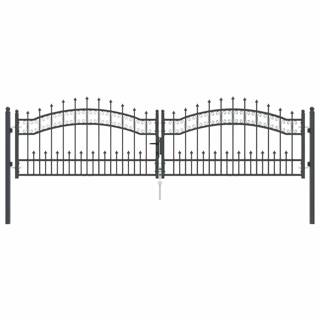vidaXL Bramka ogrodzeniowa z ostrym szczytem KAMPEN 305 x 75 cm Stal