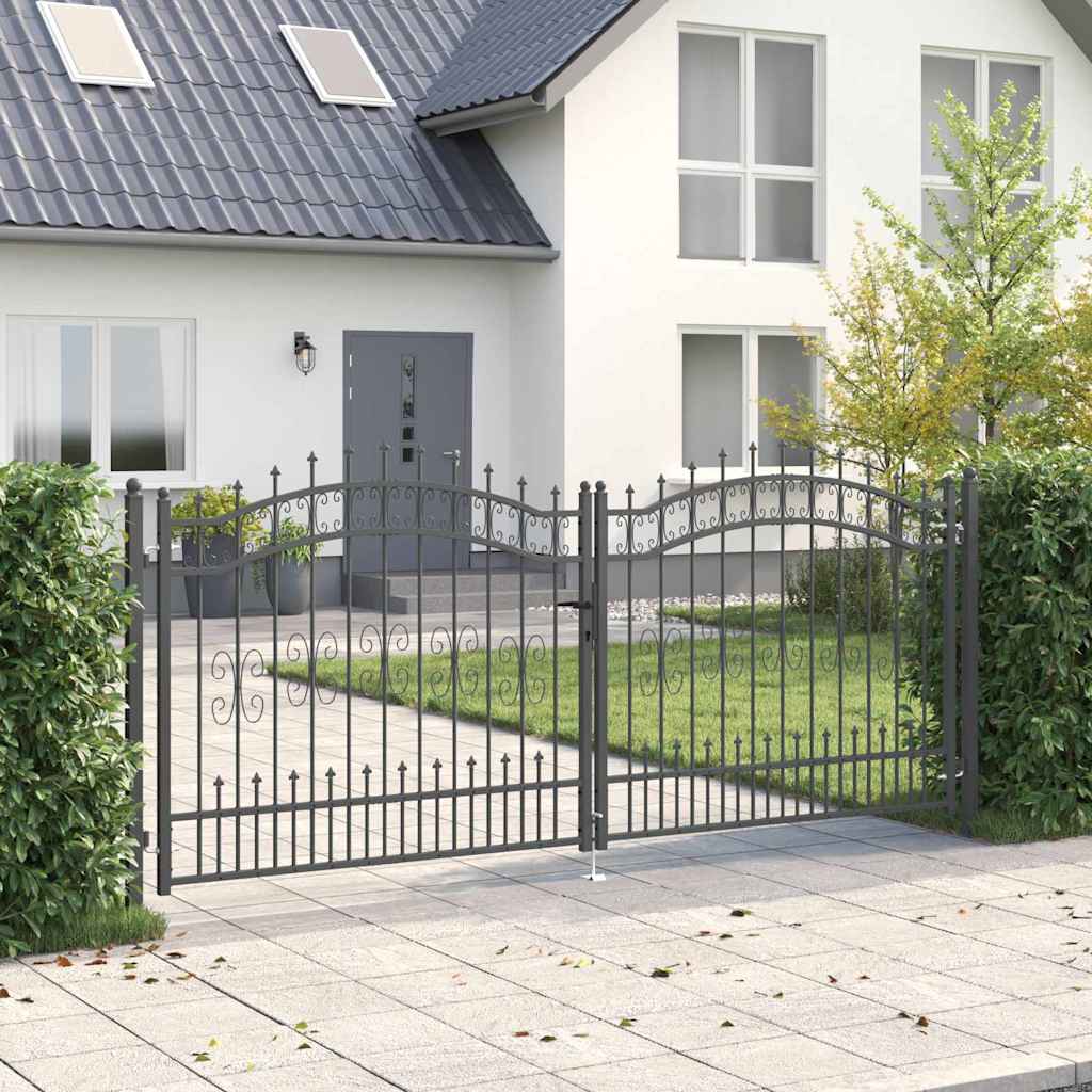 vidaXL Bramka ogrodzeniowa z ostrym szczytem KAMPEN 305 x 125 cm Stal