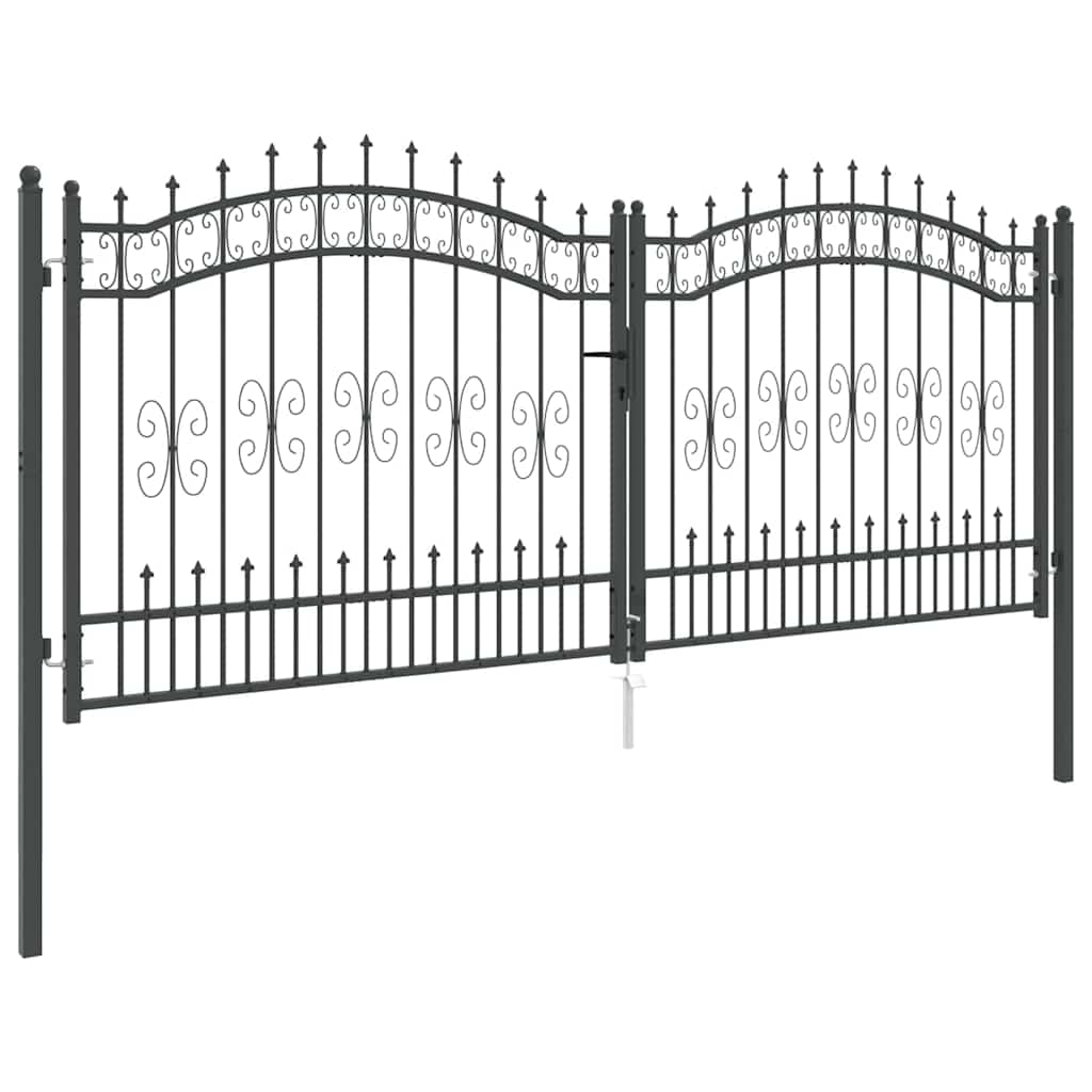 vidaXL Bramka ogrodzeniowa z ostrym szczytem KAMPEN 305 x 125 cm Stal
