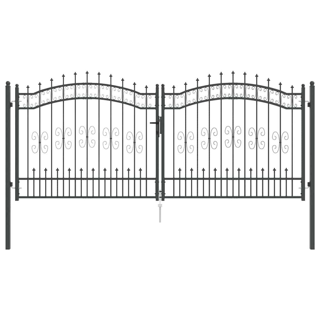 vidaXL Bramka ogrodzeniowa z ostrym szczytem KAMPEN 305 x 125 cm Stal