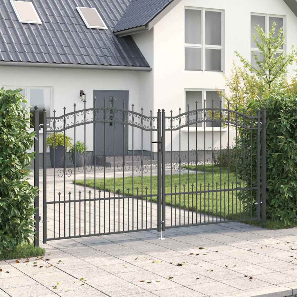 vidaXL Bramka ogrodzeniowa z ostrym szczytem KAMPEN 305 x 150 cm Stal