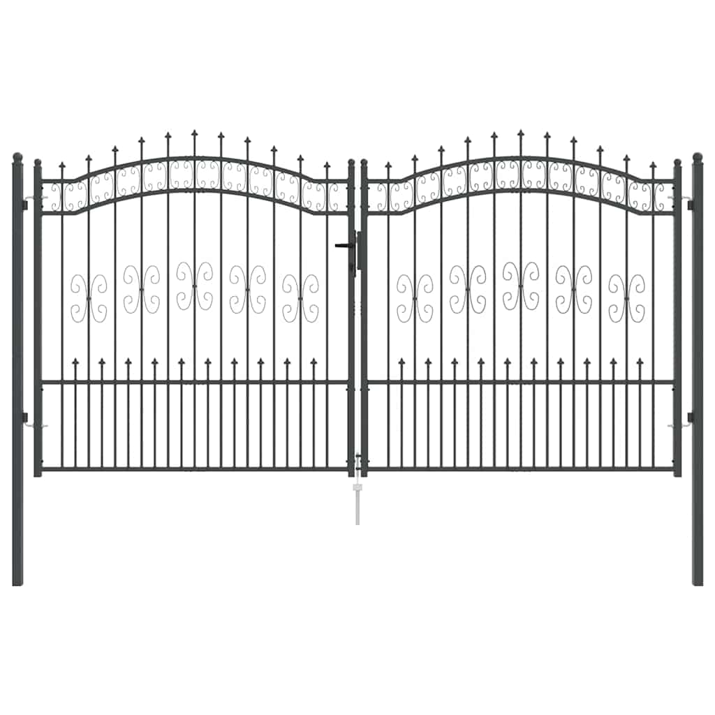 vidaXL Bramka ogrodzeniowa z ostrym szczytem KAMPEN 305 x 150 cm Stal