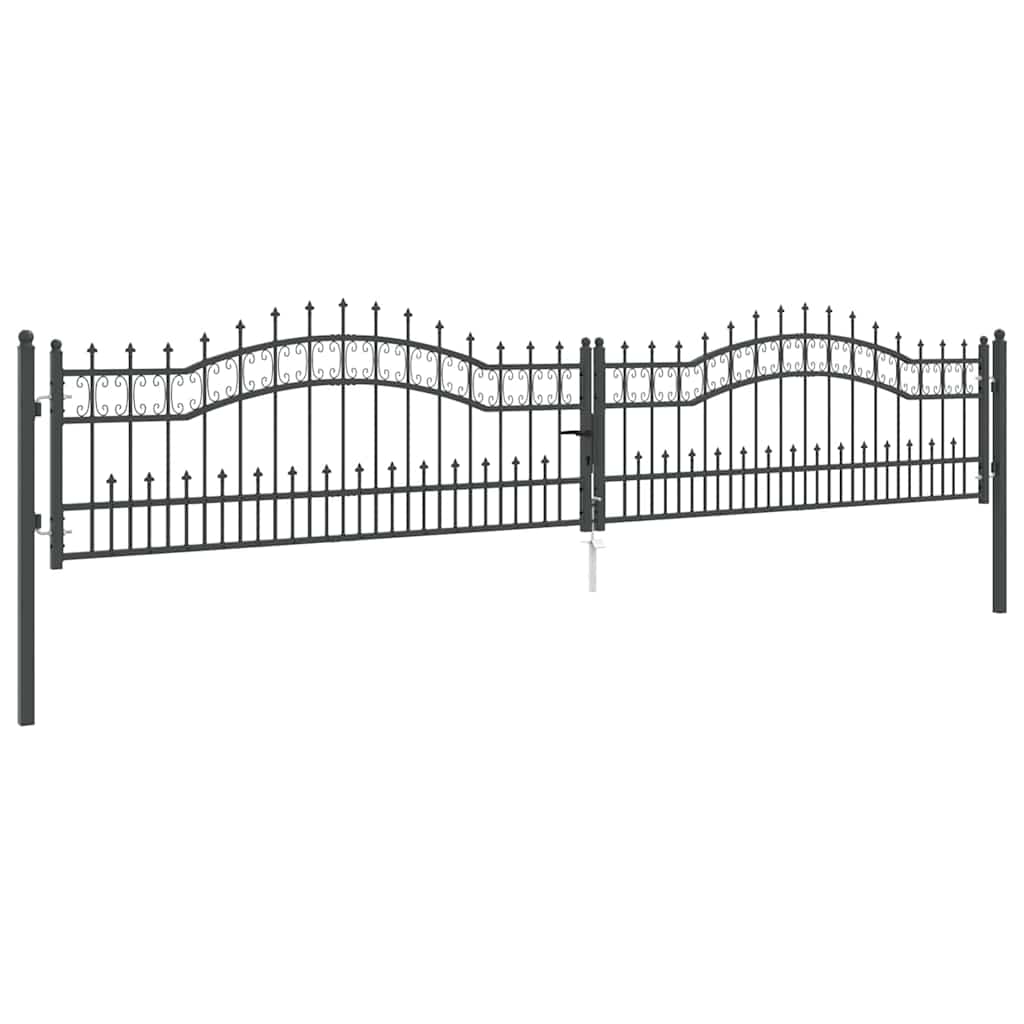 vidaXL Bramka ogrodzeniowa z ostrym szczytem KAMPEN 404 x 75 cm Stal
