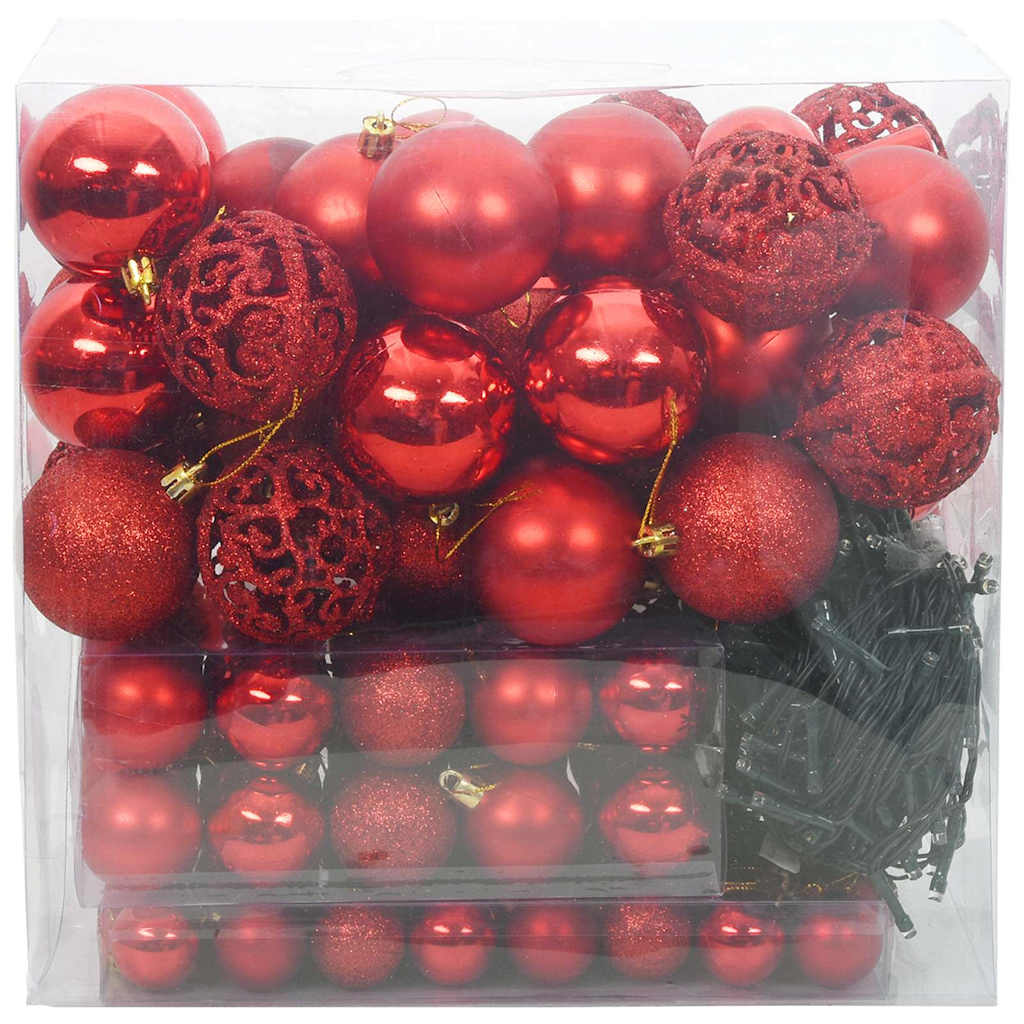 vidaXL Zestaw Bombek Choinkowych z 300 diodami LED 120 pcs Czerwony
