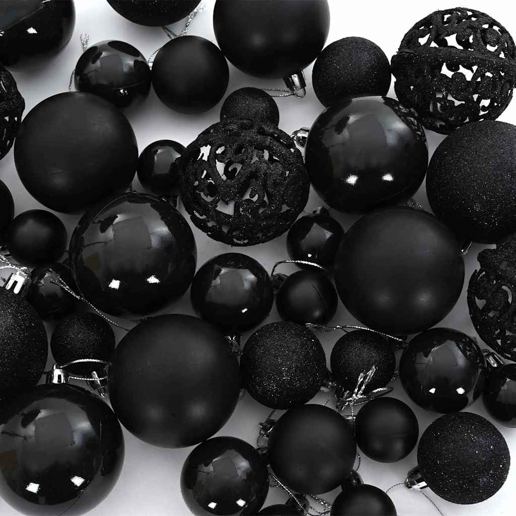 vidaXL Zestaw Bombek Choinkowych 61 pcs Czarny Z tworzywa sztucznego