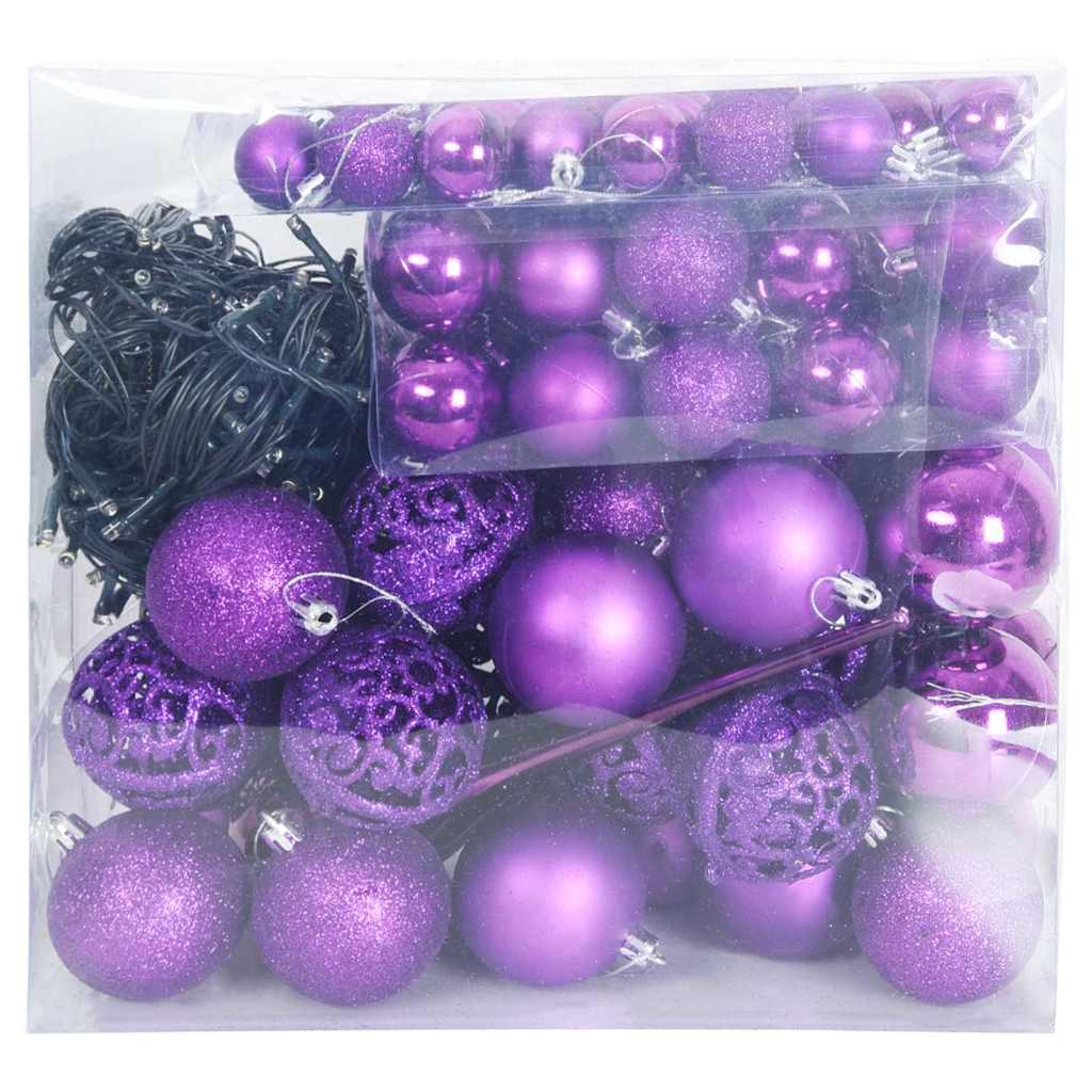 vidaXL Zestaw Bombek Choinkowych 120 pcs Liliowy Z tworzywa sztucznego