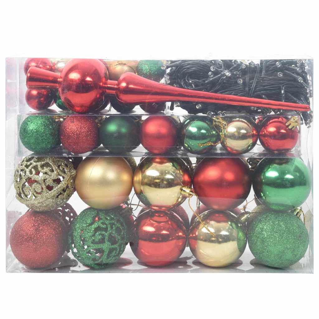 vidaXL Zestaw Bombek Choinkowych 61 pcs Wielokolorowe