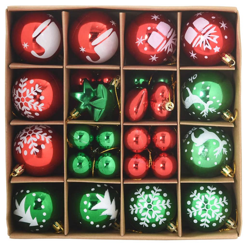 vidaXL Zestaw Bombek Choinkowych 40 pcs Czerwony i zielony