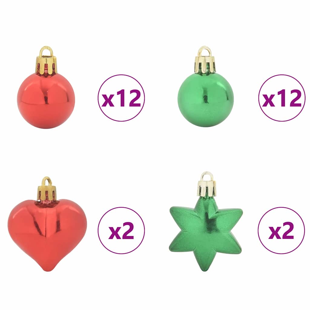 vidaXL Zestaw Bombek Choinkowych 40 pcs Czerwony i zielony
