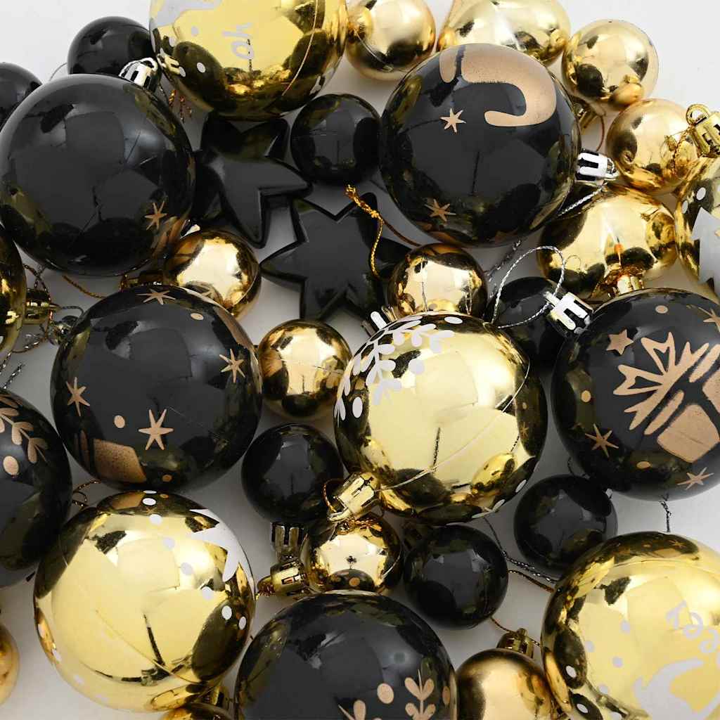 vidaXL Zestaw Bombek Choinkowych 40 pcs Czarny i złoto