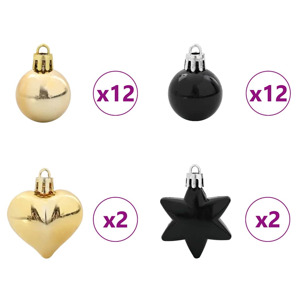 vidaXL Zestaw Bombek Choinkowych 40 pcs Czarny i złoto