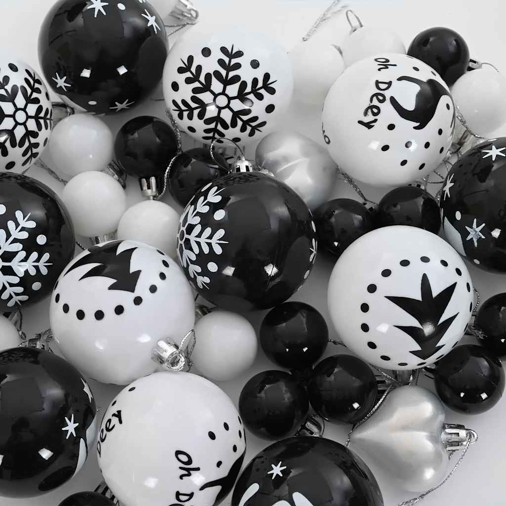 vidaXL Zestaw Bombek Choinkowych 40 pcs Czarny i Biały