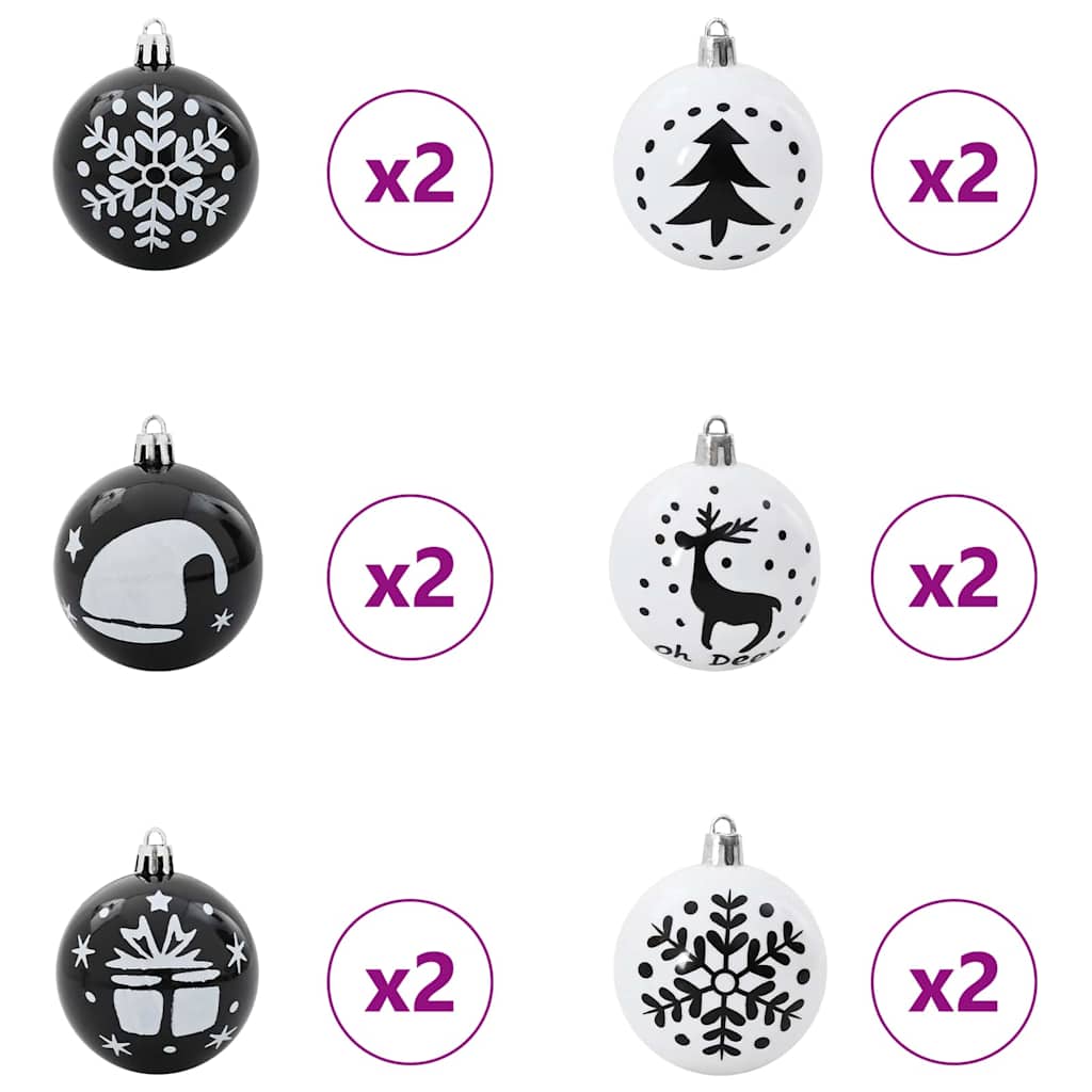 vidaXL Zestaw Bombek Choinkowych 40 pcs Czarny i Biały