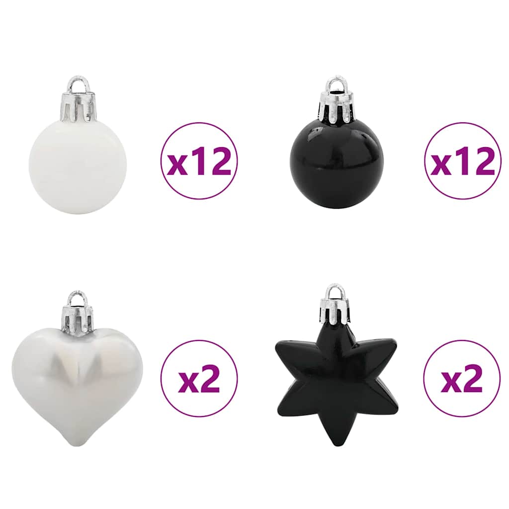 vidaXL Zestaw Bombek Choinkowych 40 pcs Czarny i Biały