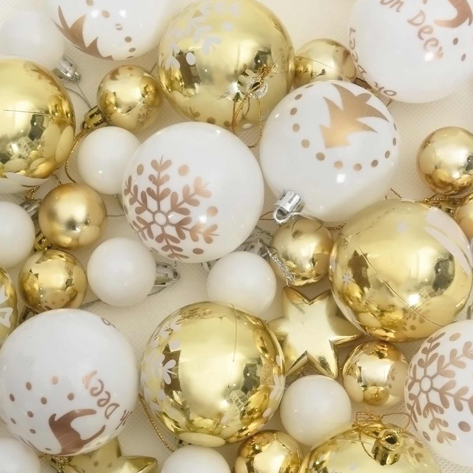 vidaXL Zestaw Bombek Choinkowych 40 pcs Biały i złoty