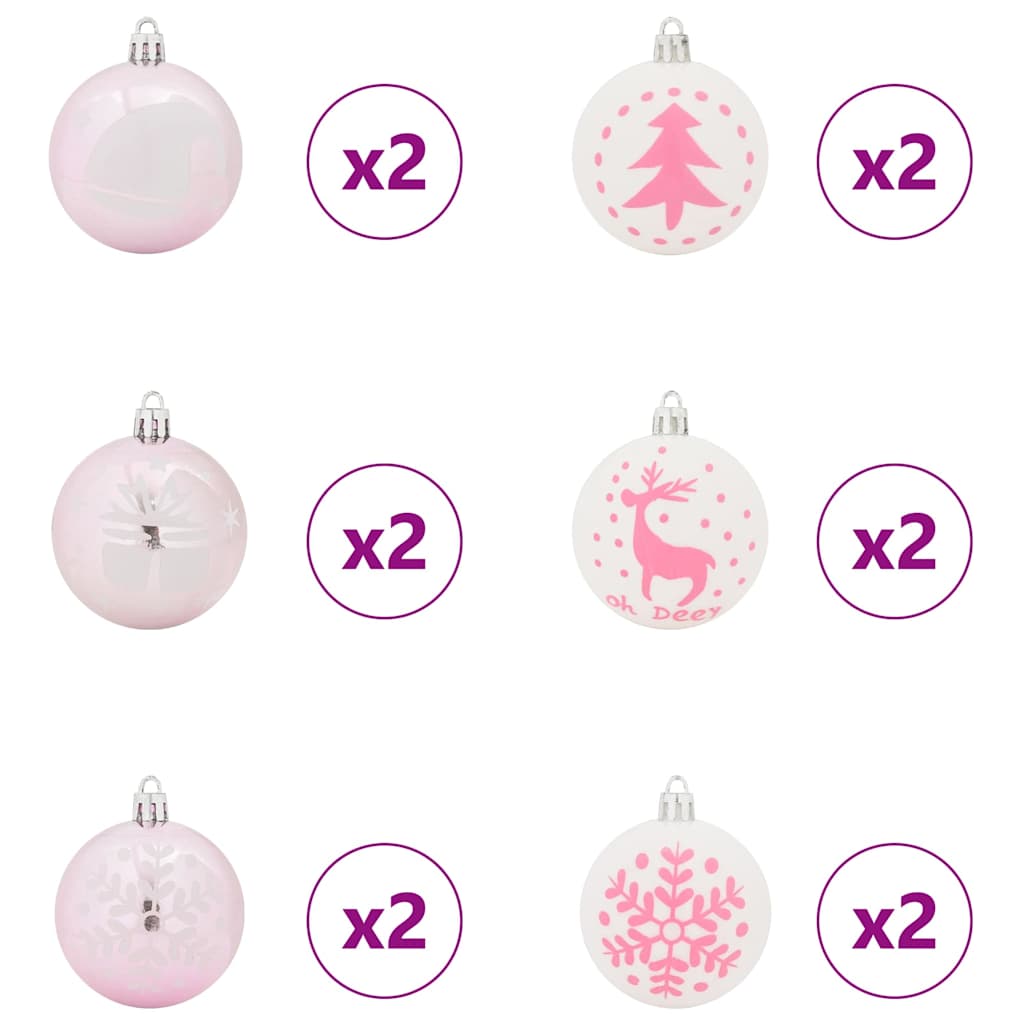 vidaXL Zestaw Bombek Choinkowych 40 pcs Biały i różowy