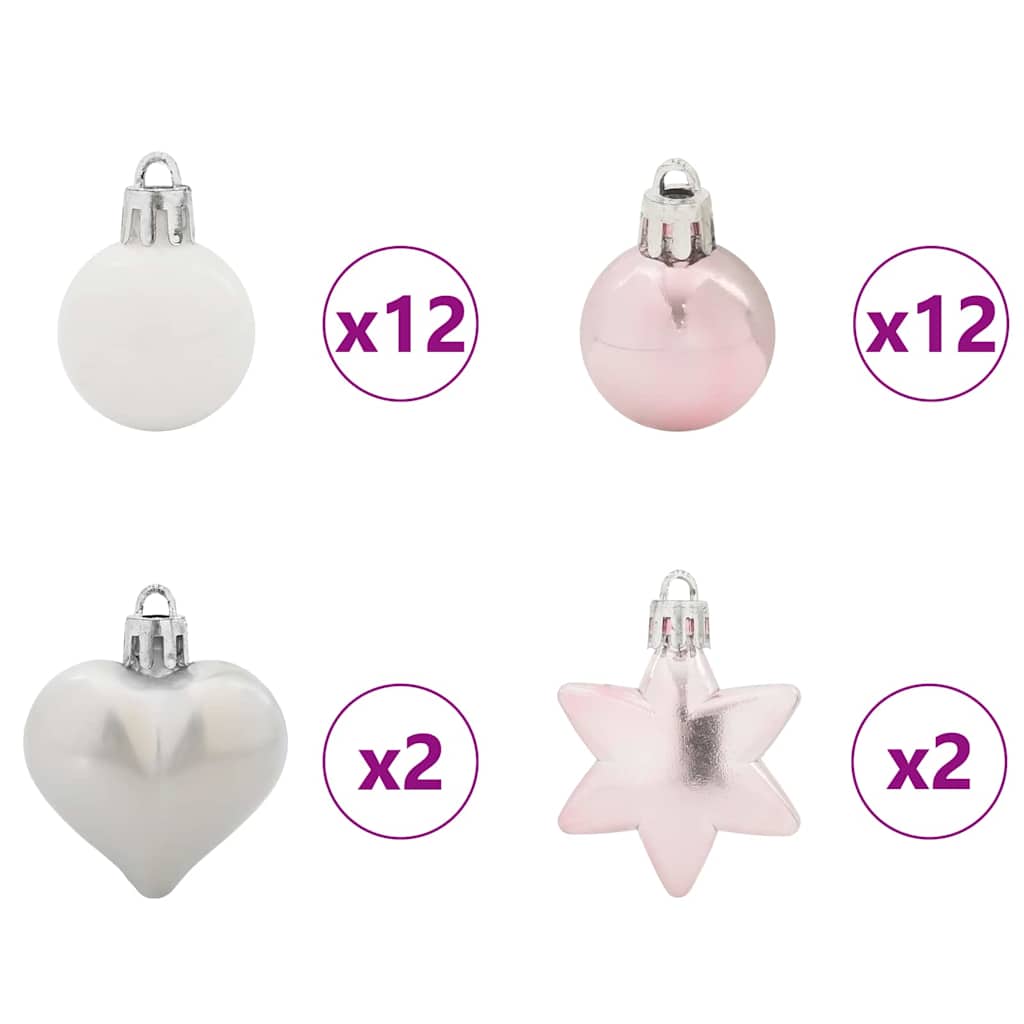 vidaXL Zestaw Bombek Choinkowych 40 pcs Biały i różowy